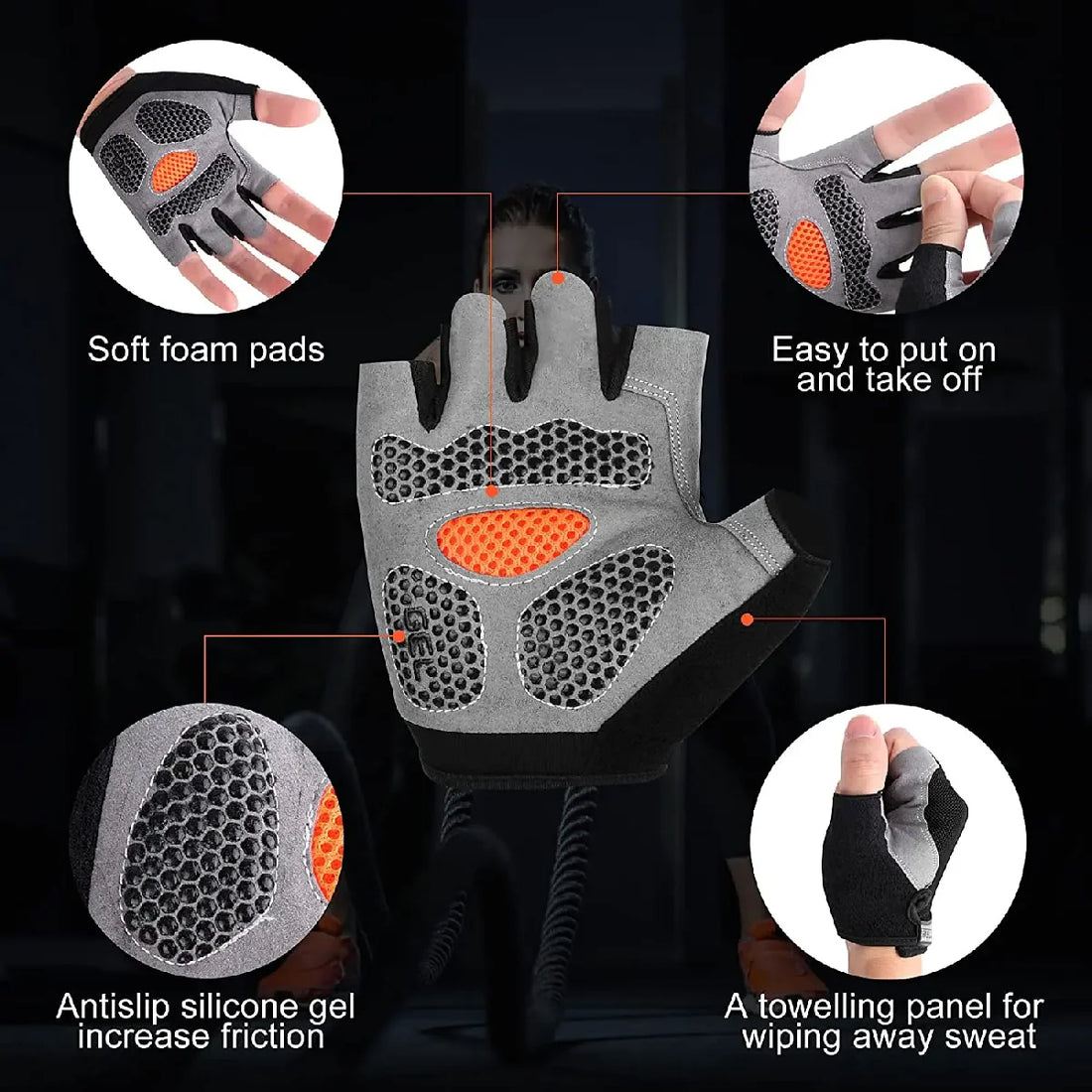 Gym Gloves Fitness Training Fingerless Women Men Bodybuilding Exercise Sports Gloves for Cycling Bicycle Anti Slip Breathable